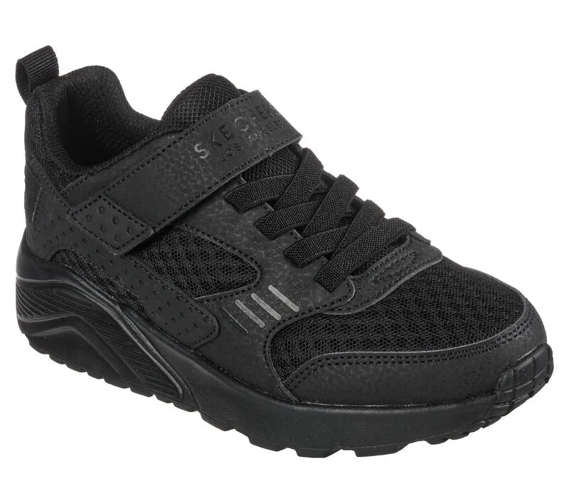 Skechers Uno Lite Zelton Black Charcoal Unisex Velcro Trainers Memory Foam