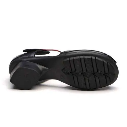 SOCOFY Retro Leather Hollow Out Sandals