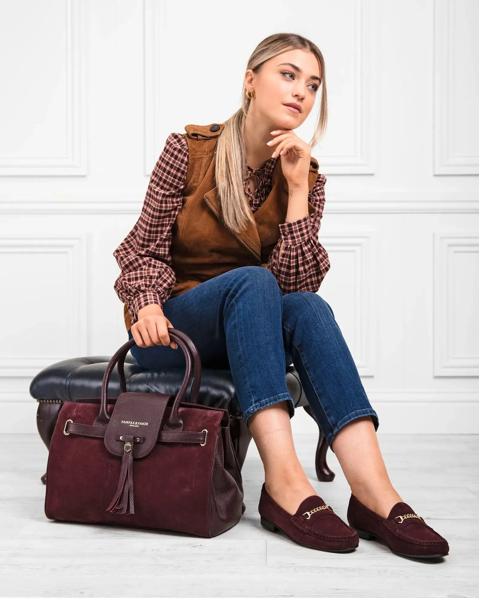 The Apsley Loafer in Plum Suede
