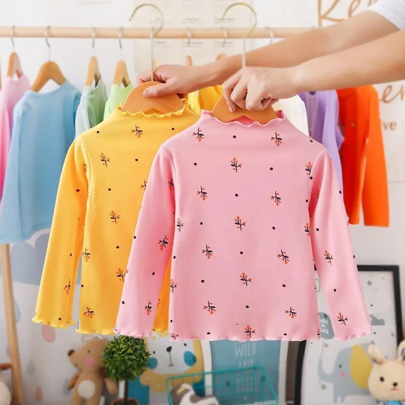 Turtleneck Girls T-shirts Long Sleeve Shirts for Kids 1-6 Years Baby Outerwear