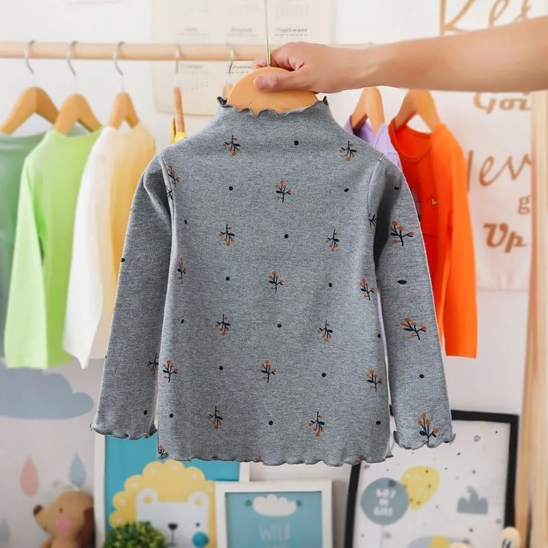 Turtleneck Girls T-shirts Long Sleeve Shirts for Kids 1-6 Years Baby Outerwear