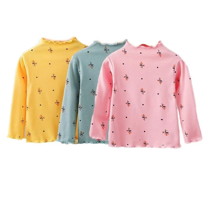 Turtleneck Girls T-shirts Long Sleeve Shirts for Kids 1-6 Years Baby Outerwear