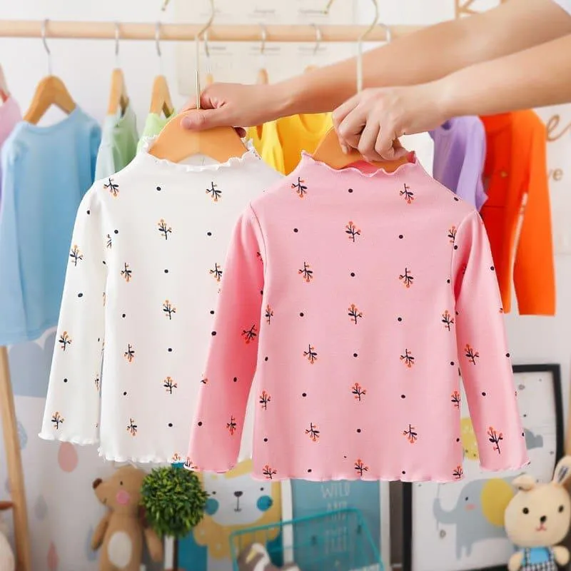 Turtleneck Girls T-shirts Long Sleeve Shirts for Kids 1-6 Years Baby Outerwear