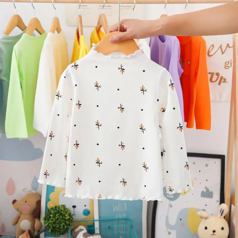 Turtleneck Girls T-shirts Long Sleeve Shirts for Kids 1-6 Years Baby Outerwear