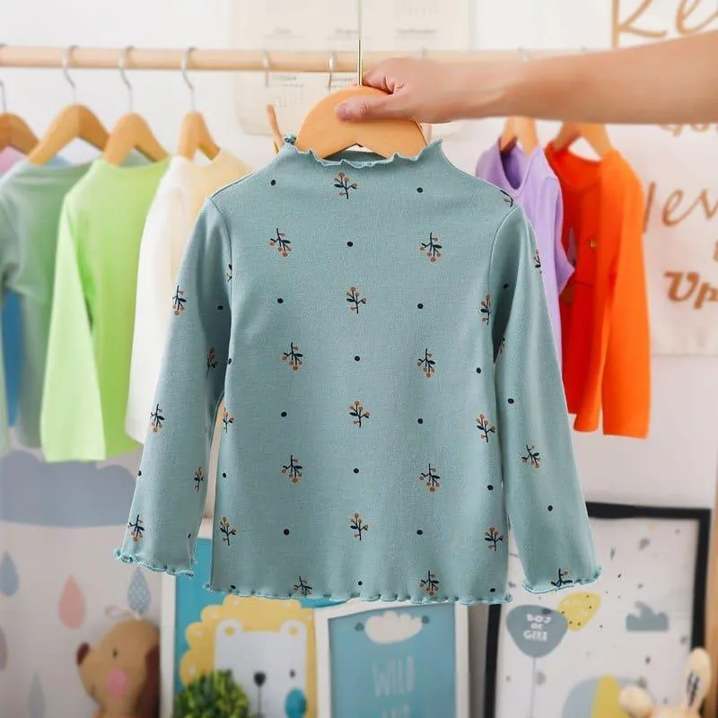 Turtleneck Girls T-shirts Long Sleeve Shirts for Kids 1-6 Years Baby Outerwear