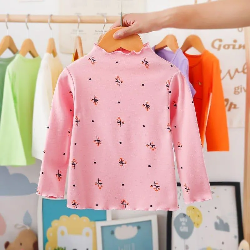 Turtleneck Girls T-shirts Long Sleeve Shirts for Kids 1-6 Years Baby Outerwear