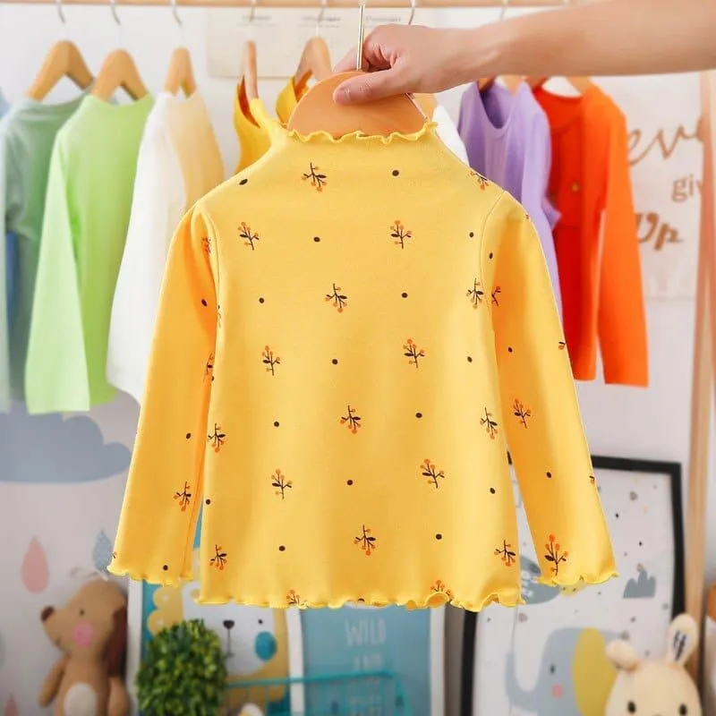 Turtleneck Girls T-shirts Long Sleeve Shirts for Kids 1-6 Years Baby Outerwear