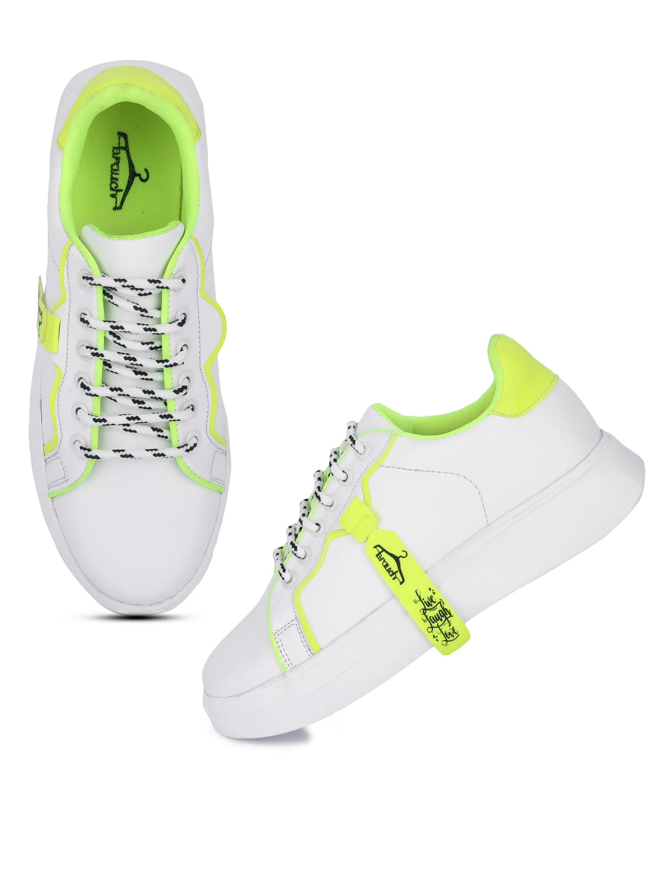 White and Neon Live Laugh Love Casual Sneaker
