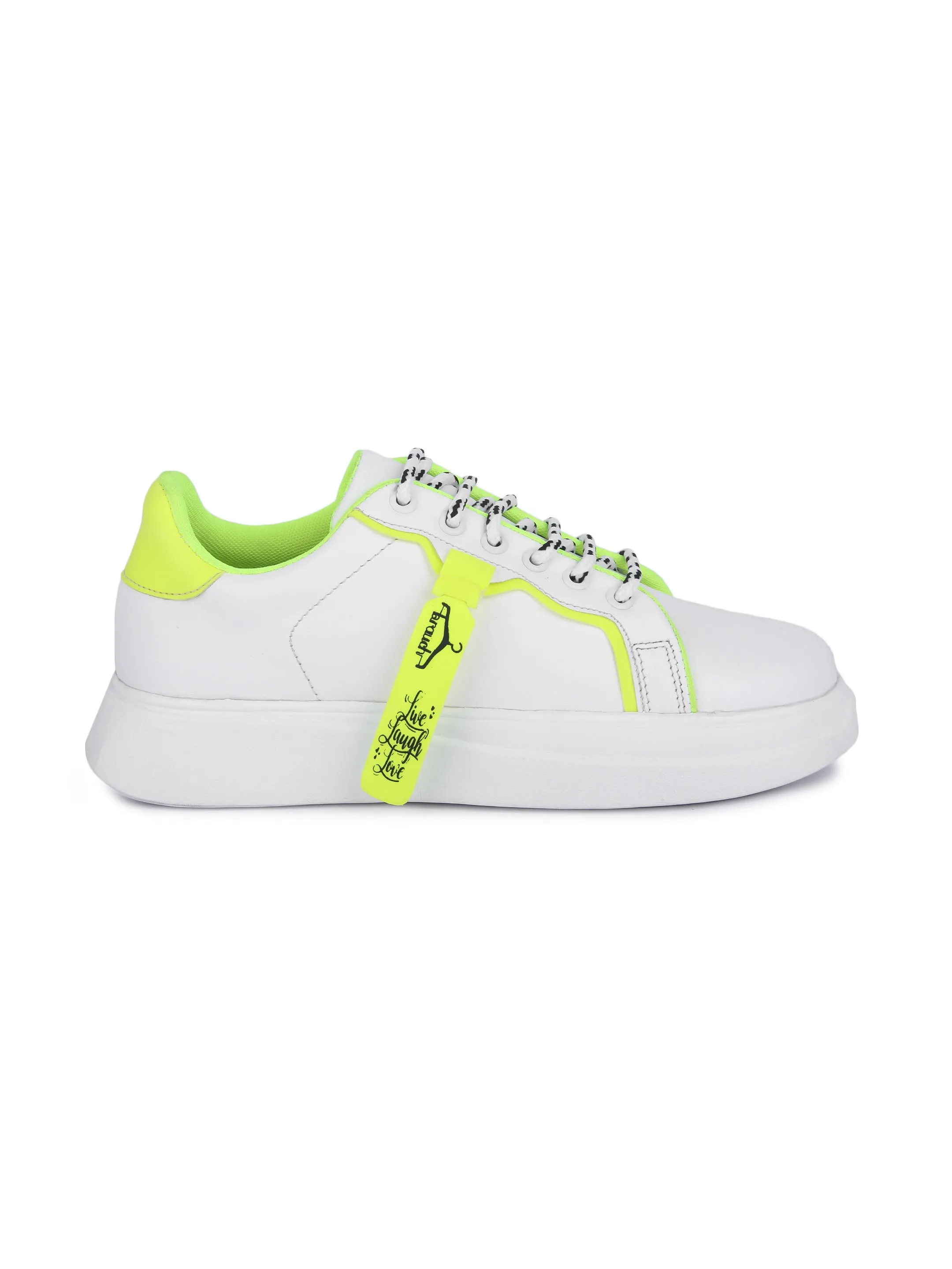 White and Neon Live Laugh Love Casual Sneaker
