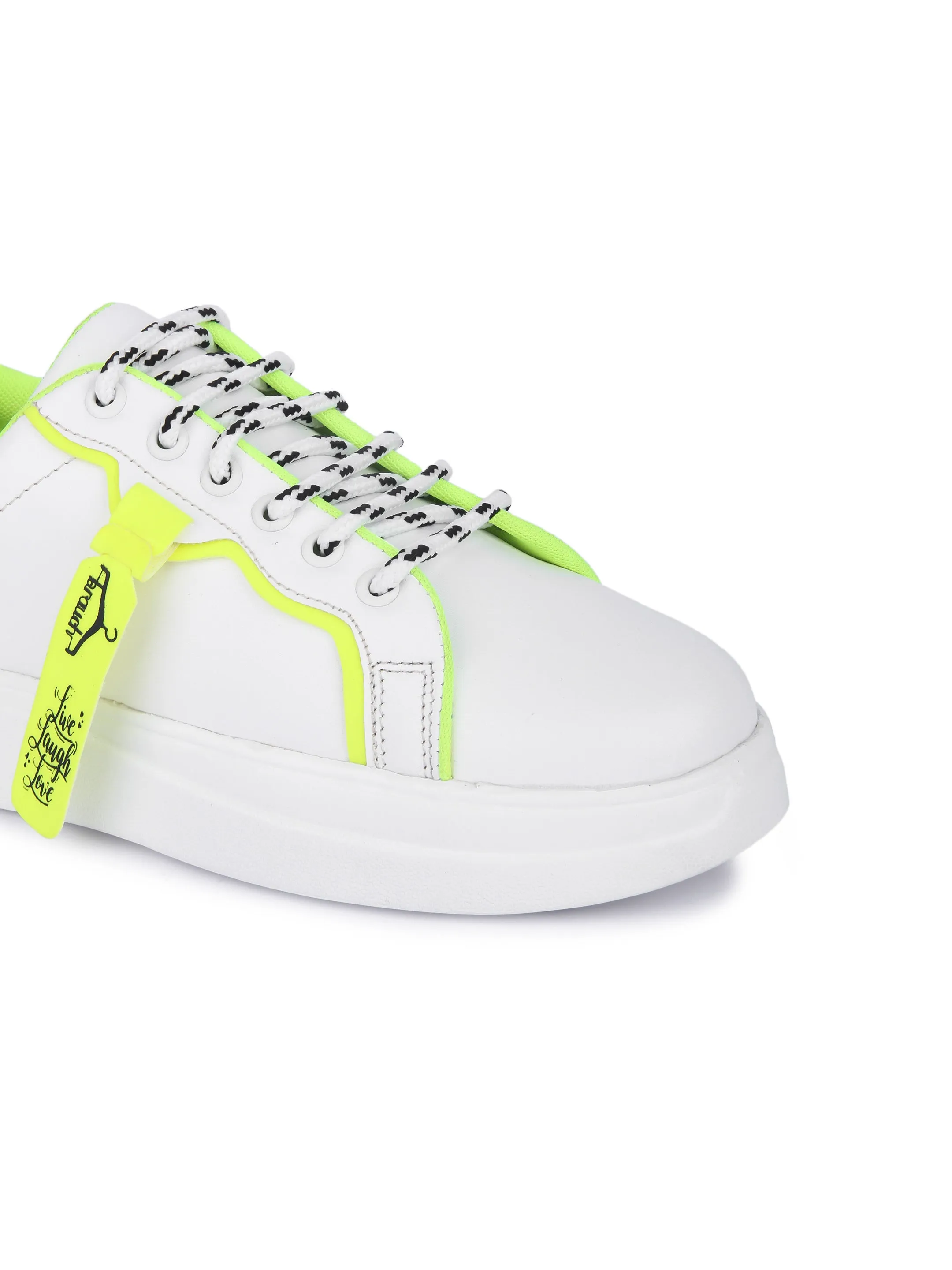 White and Neon Live Laugh Love Casual Sneaker